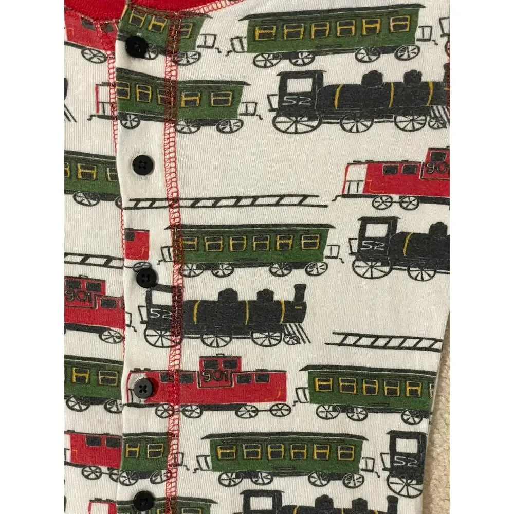 Lazy One Caboose Train Flapjack Union Suit Boys 12 Cotton One Piece Pajama PJs